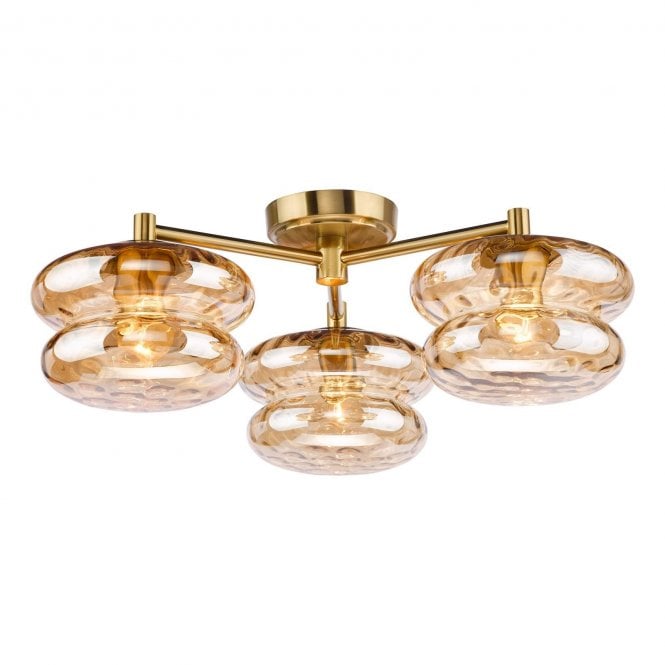 Aeolus Dimpled Glass 3 Light Flush
