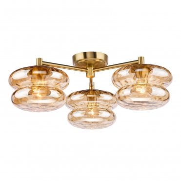 Aeolus Dimpled Glass 3 Light Flush