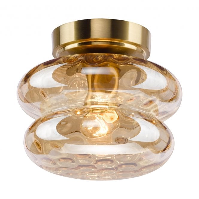 Aeolus Dimpled Glass Wall/Ceiling Light Natural Brass and