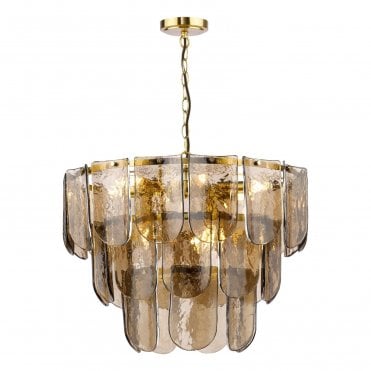 Alcmene Tea Smoked Glass 9 Light Chandelier