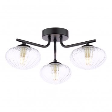 Artemis Glass and Metal 3 Light Semi-Flush