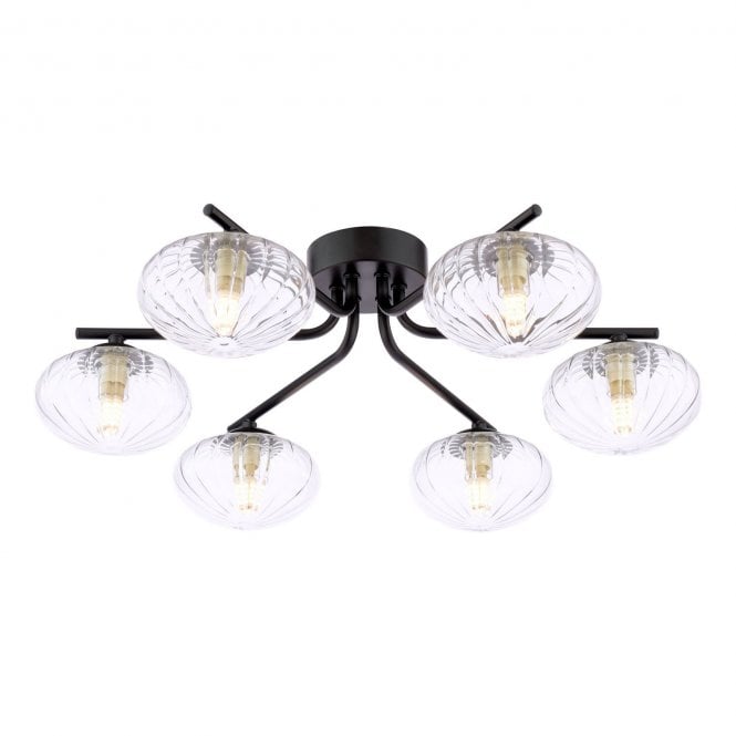 Artemis Glass and Metal 6 Light Semi-Flush