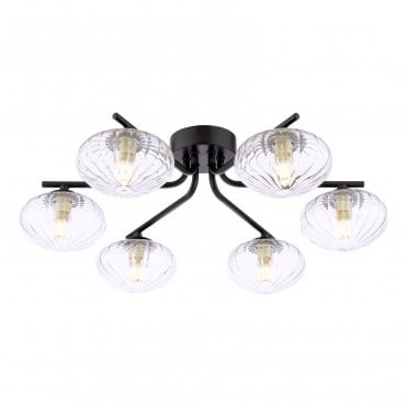 Artemis Glass and Metal 6 Light Semi-Flush