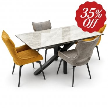 Bartelli Ceramic Table & 4 Romeo Chairs (Display Only)