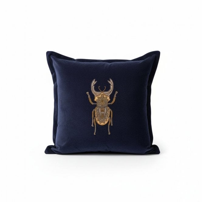 Beetle Sequin Blue Cushion