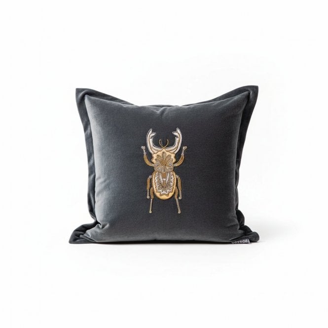 Beetle Sequin Blue Cushion