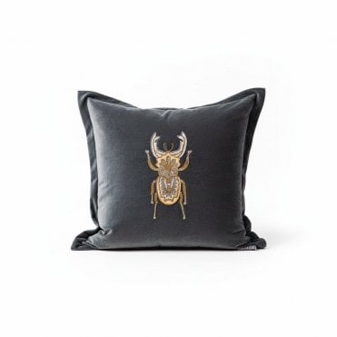 Beetle Sequin Blue Cushion