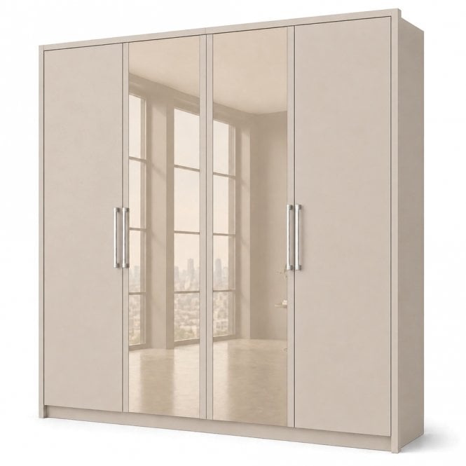Berlin 200cm 4 Door 2 Glass Doors Hinged Robe