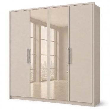 Berlin 200cm 4 Door 2 Glass Doors Hinged Robe