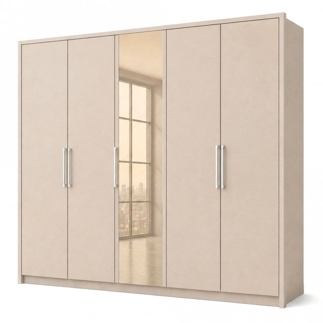 Berlin 250cm 5 Door 1 Glass Door Hinged Robe