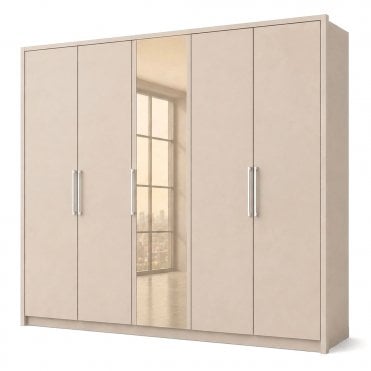 Berlin 250cm 5 Door 1 Glass Door Hinged Robe