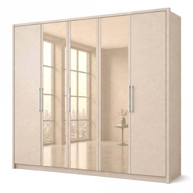 Berlin 250cm 5 Door 3 Glass Doors Hinged Robe