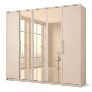 Berlin 250cm 5 Door 3 Glass Doors Hinged Robe