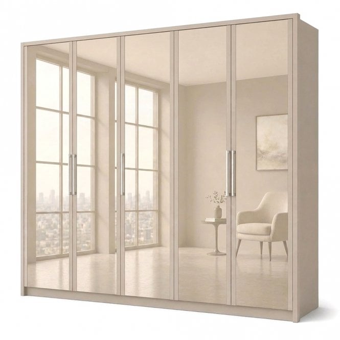 Berlin 250cm 5 Door All Glass Hinged Robe