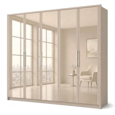 Berlin 250cm 5 Door All Glass Hinged Robe