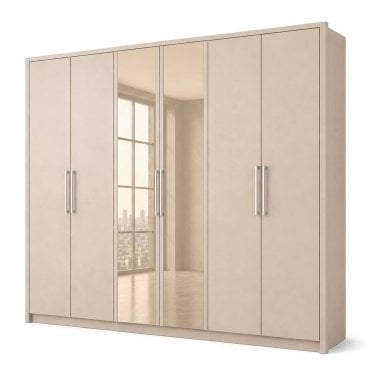 Berlin 300cm 6 Door 2 Glass Doors Hinged Robe