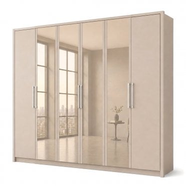 Berlin 300cm 6 Door 4 Glass Doors Hinged Robe