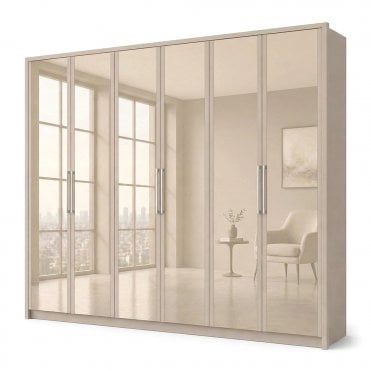 Berlin 300cm 6 Door All Glass Hinged Robe