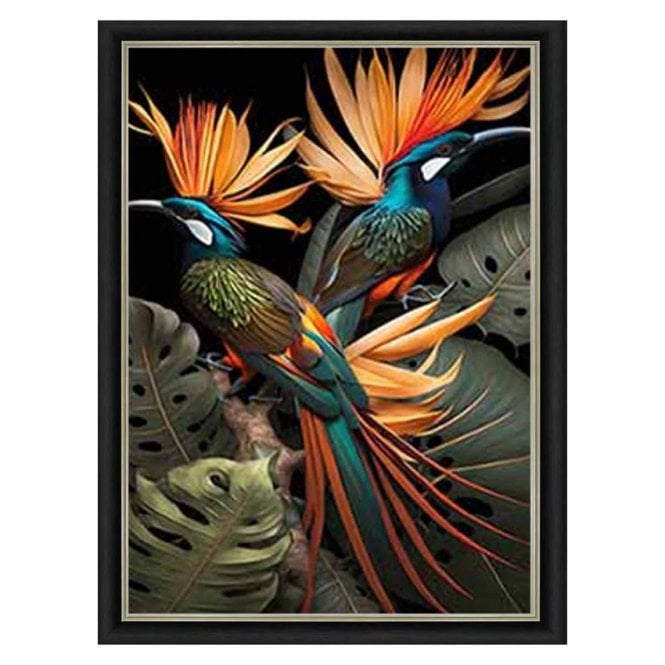 Birds 1 - Alpha black frame - Over varnish