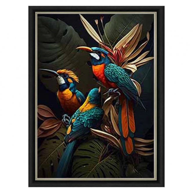 Birds 2 - Alpha black frame - Over varnish