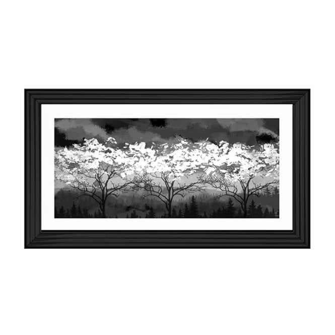 Black and white trees - black lyon frame - Liquid art