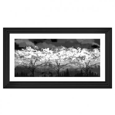 Black and white trees - black lyon frame - Liquid art