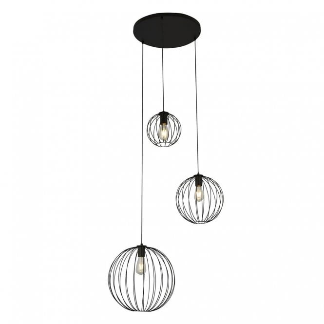 Blakeney 3 Light Pendant Black