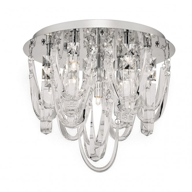 Bomere Small 7 Light Flush Polished Chrome Crystal