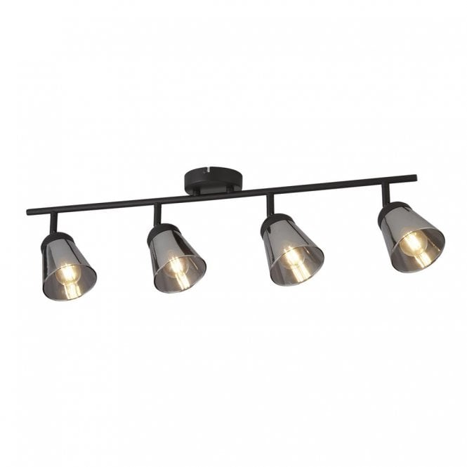 Bowness 4Lt Bar Spotlight Black & Smoked Glass