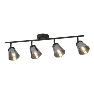 Bowness 4Lt Bar Spotlight Black & Smoked Glass