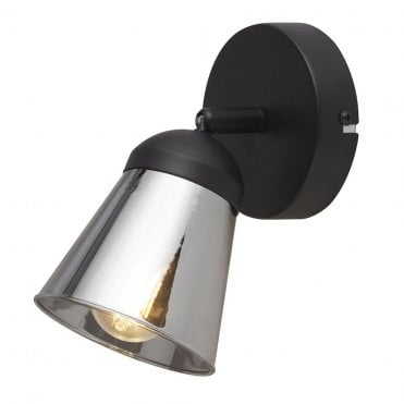 Bowness Spotlight Wall Light Black & Smoked Glass