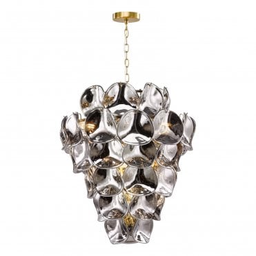 Briseis Smoked Glass 12 Light Chandelier