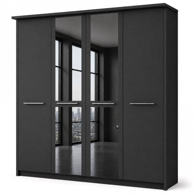 Cairns 200cm 4 Door 2 Mirror Doors Hinged Robe