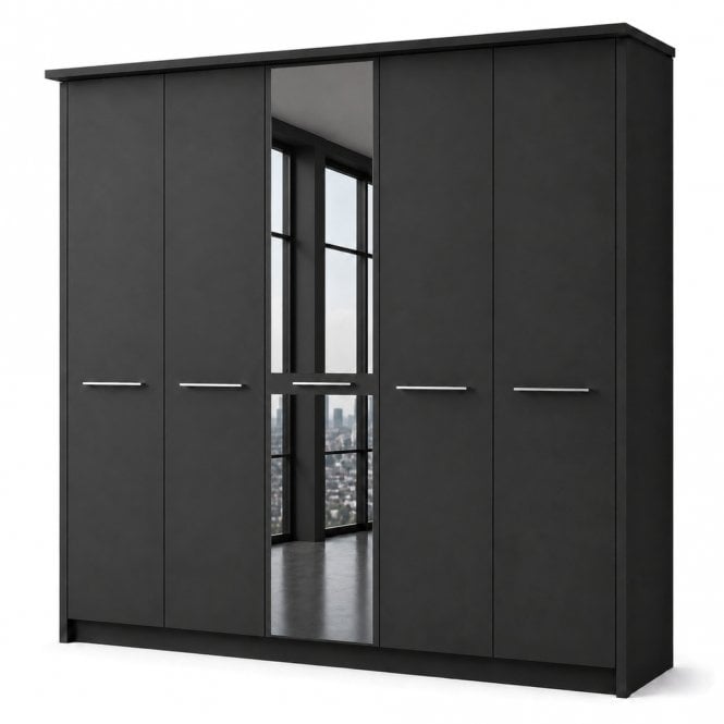 Cairns 250cm 5 Door 1 Mirror Door Hinged Robe