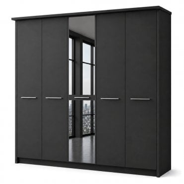 Cairns 250cm 5 Door 1 Mirror Door Hinged Robe