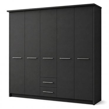 Cairns 250cm 5 Door 2 Drawer Hinged Robe