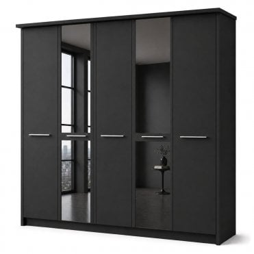 Cairns 250cm 5 Door 2 Mirror Doors Hinged Robe