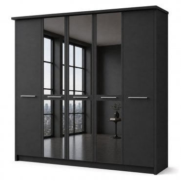 Cairns 250cm 5 Door 3 Mirror Doors Hinged Robe