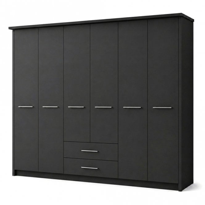 Cairns 300cm 6 Door 2 Drawer Hinged Robe