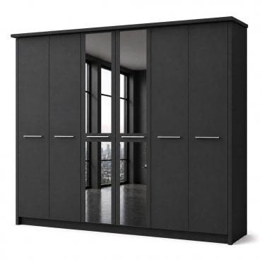 Cairns 300cm 6 Door 2 Mirror Doors Hinged Robe