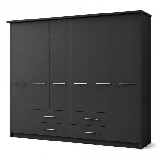 Cairns 300cm 6 Door 4 Drawer Hinged Robe