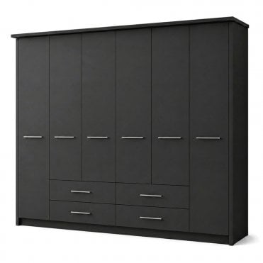 Cairns 300cm 6 Door 4 Drawer Hinged Robe