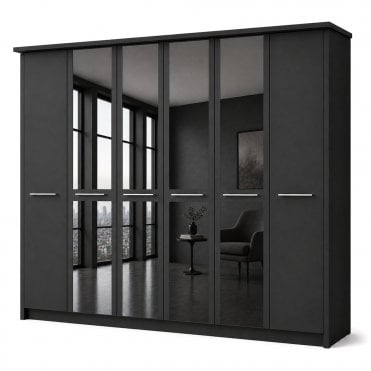 Cairns 300cm 6 Door 4 Mirror Doors Hinged Robe