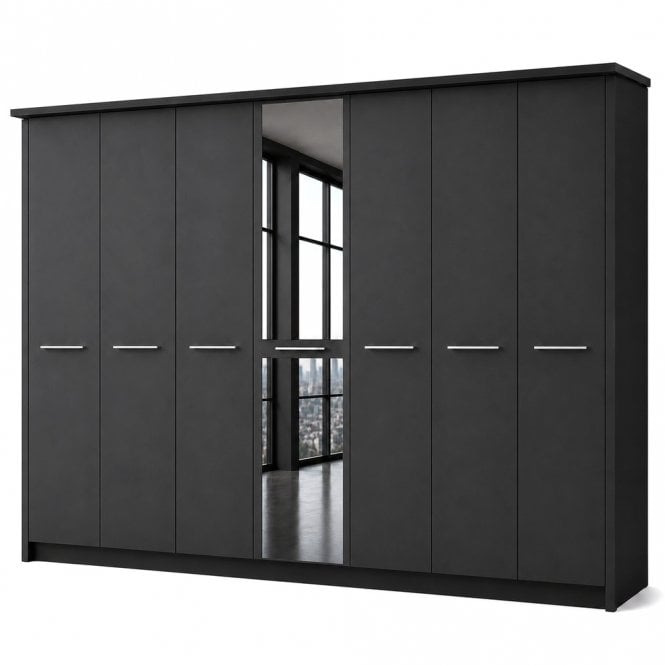 Cairns 350cm 7 Door 1 Mirror Door Hinged Robe