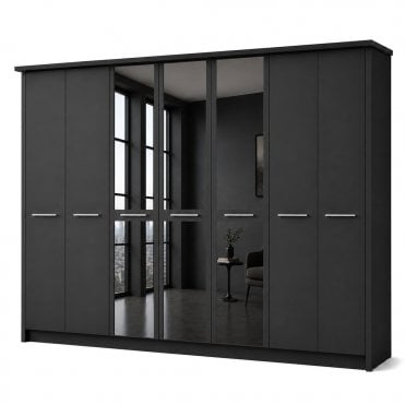 Cairns 350cm 7 Door 3 Mirror Doors Hinged Robe