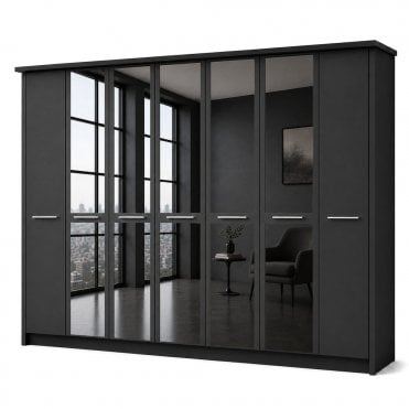 Cairns 350cm 7 Door 5 Mirror Doors Hinged Robe