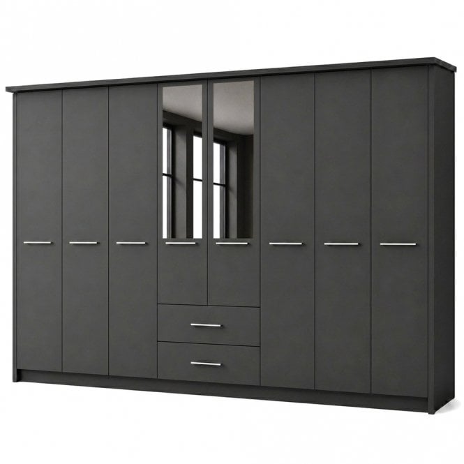 Cairns 400cm 8 Door 2 Drawer 2 Mirror Doors Hinged Robe