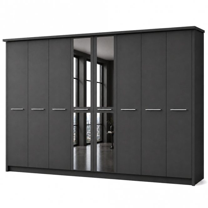 Cairns 400cm 8 Door 2 Mirror Doors Hinged Robe
