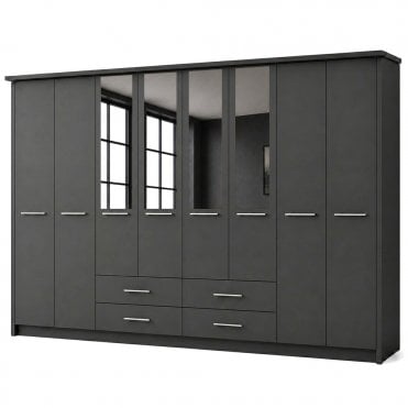 Cairns 400cm 8 Door 4 Drawer 4 Mirror Doors Hinged Robe