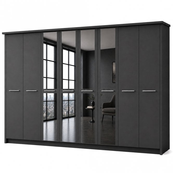 Cairns 400cm 8 Door 4 Mirror Doors Hinged Robe